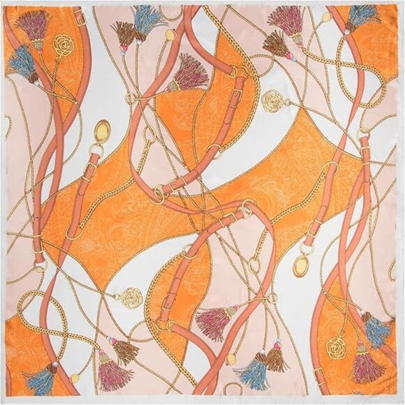 Head Scarf for Women Like Silk Scarf Hair Scarf Printed Square Scarf - Picture 6 of 7
